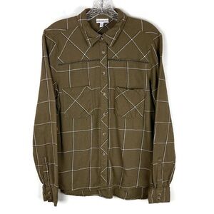 Shyanne Casual Western Boho Button Down Long Sleeve Shirt in Green/White